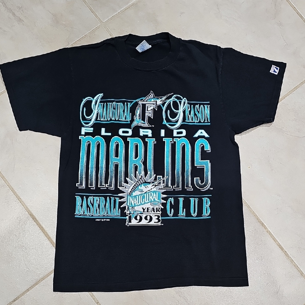 LOGO 7 Florida Marlins Black Teal Graphic Tee